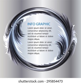 silver Abstract vector bright painting design element. circle frame Drawing, Hand drawn. round shape background. text box. Brochure. card.banner. label.  infographics. metal, alloys, steel, aluminum. 