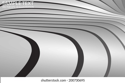 Silver abstract vector lined background illustration - Abstract curved vector design template