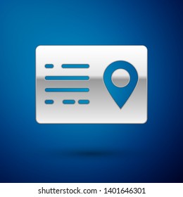 Silver Address book icon isolated on blue background. Telephone directory. Vector Illustration