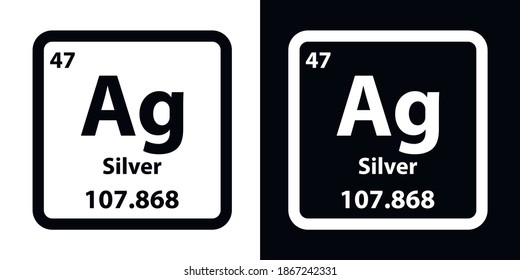 Silver Ag chemical element icon. The chemical element of the periodic table. Sign with atomic number. 