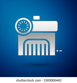 Silver Air compressor icon isolated on blue background.  Vector Illustration