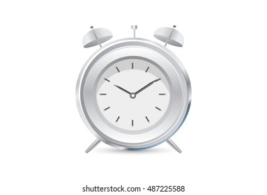 Silver alarm clock vector illustration