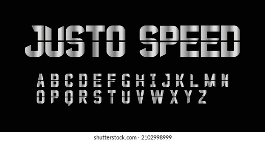 silver alphabet, fat silver letters, vector illustration