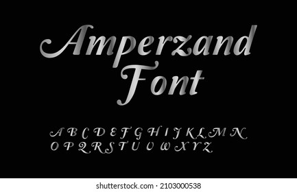 silver alphabet, fat silver letters, vector illustration