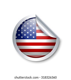 Silver american sticker placed on white background