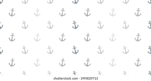 Silver anchor seamless repeat pattern background, vector wallpaper.