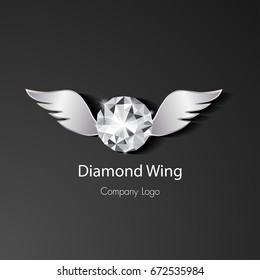 silver angle diamond wing logo vector