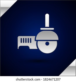 Silver Angle grinder icon isolated on dark blue background.  Vector Illustration