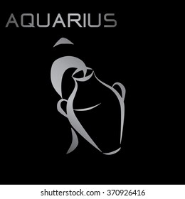 Silver Aquarius zodiac sign