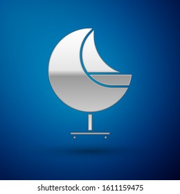 Silver Armchair icon isolated on blue background.  Vector Illustration