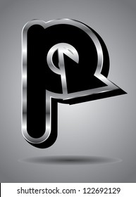 Silver Arrow Alphabet Icon Symbol Lower Case Letter p