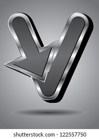 Silver Arrow Icon Symbol Capital Letter  V