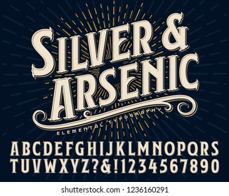 Silver and Arsenic font is an old style display alphabet. This vintage lettering style would work well for handcrafted artisanal logos or branding designs. - Shutterstock ID 1236160291