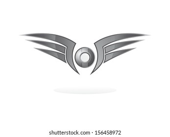 silver art steel theme wing