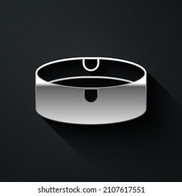 Silver Ashtray icon isolated on black background. Long shadow style. Vector
