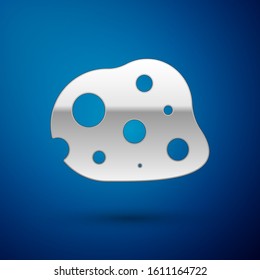 Silver Asteroid icon isolated on blue background.  Vector Illustration