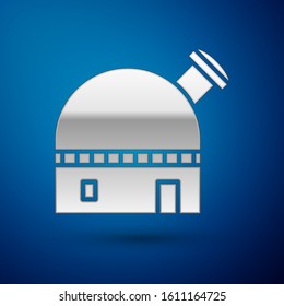 Silver Astronomical observatory icon isolated on blue background.  Vector Illustration