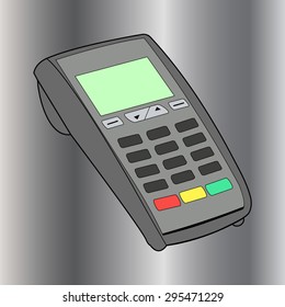 Silver ATM keypad and POS-Terminal - simple icons