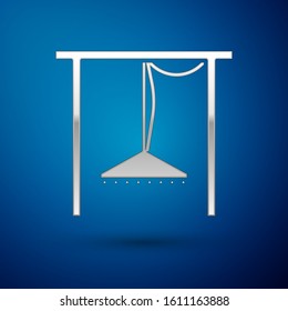 Silver Automatic irrigation sprinklers icon isolated on blue background. Watering equipment. Garden element. Spray gun icon.  Vector Illustration
