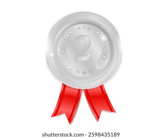 silver award for 2nd place, silver medal on a white background