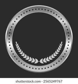 Silver Award Badge Design with Circle shaped Laurel Wreath