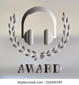 Silver Award. Headphones over degrade background