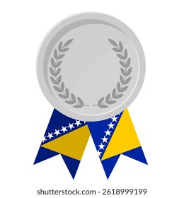 Silver award medal with Bosnia and Herzegovina flag ribbons for winners