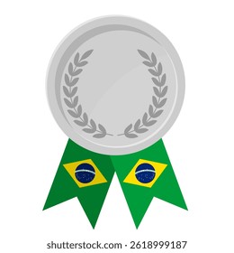 Silver award medal with Brazil flag ribbons for winners