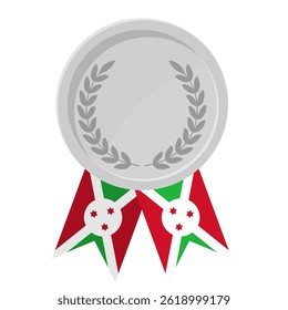 Silver award medal with Burundi flag ribbons for winners