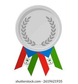 Silver award medal with Equatorial Guinea flag ribbons for winners