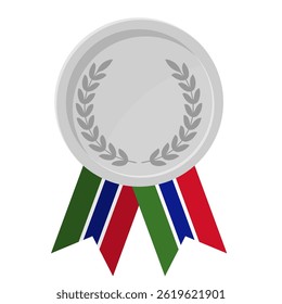 Silver award medal with Gambia flag ribbons for winners