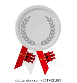 Silver award medal with Gibraltar flag ribbons for winners