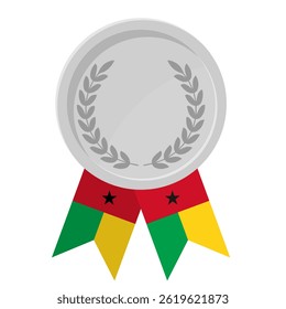 Silver award medal with Guinea-Bissau flag ribbons for winners