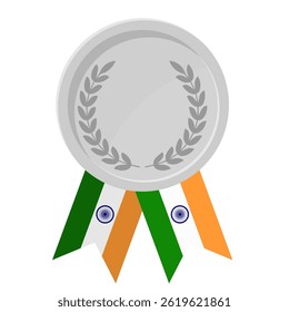 Silver award medal with India flag ribbons for winners