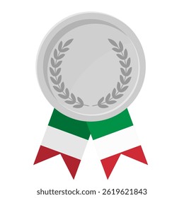 Silver award medal with Italy flag ribbons for winners