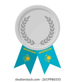 Silver award medal with Kazakhstan flag ribbons for winners