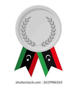 Silver award medal with Libya flag ribbons for winners