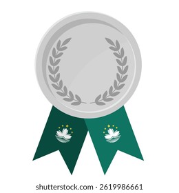 Silver award medal with Macau flag ribbons for winners