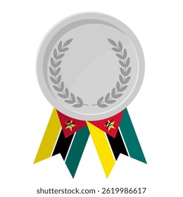 Silver award medal with Mozambique flag ribbons for winners
