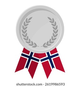 Silver award medal with Norway flag ribbons for winners