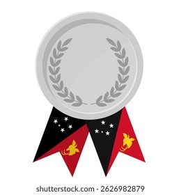 Silver award medal with Papua New Guinea flag ribbons for winners