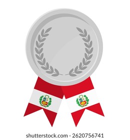 Silver award medal with Peru flag ribbons for winners
