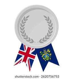 Medalha de Prata com fitas de bandeira das Ilhas Pitcairn para os vencedores
