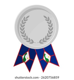 Silver award medal with Sint Eustatius flag ribbons for winners