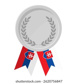 Silver award medal with Slovakia flag ribbons for winners