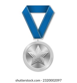 Silver award medal with star Illustration from geometric shapes