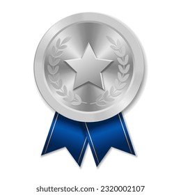 Silver award medal with star Illustration from geometric shapes