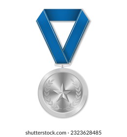Silver award medal with star Illustration from geometric shapes