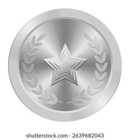 Silver award medal with star Illustration for web and games