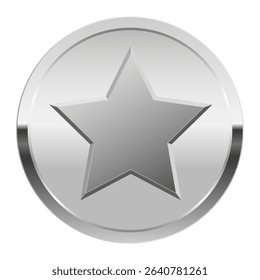 Silver award medal and star for sport and games